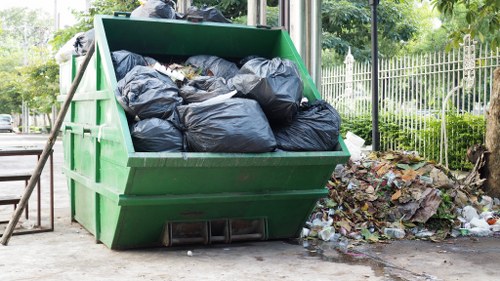 Commercial construction debris being removed